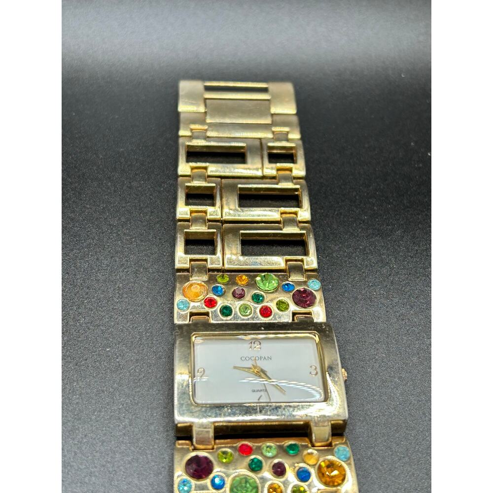 Suzanne Somers Gold Tone Crystal Bracelet Watch Multi-Color Rhinestone Dial - Picture 13 of 13
